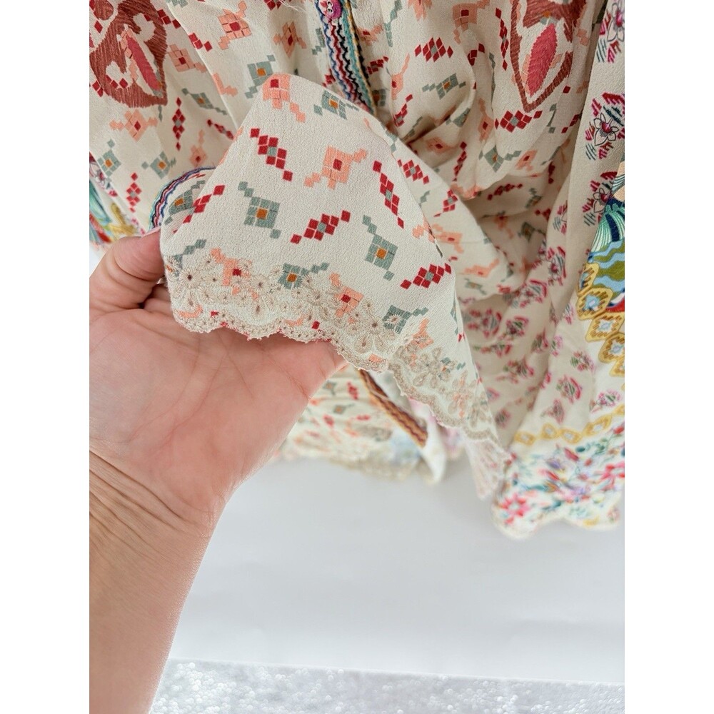 Johnny Was High-Low Button Tank Dress Size L Floral Boho Whimsy Fairy Festival - Picture 7 of 10